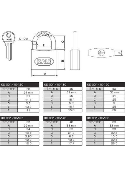 20 Mm Gri Asma Kilit Kd-001/10-120