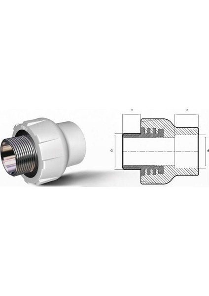 Pprc 50X1 1/2 Erkek Adaptör Gri