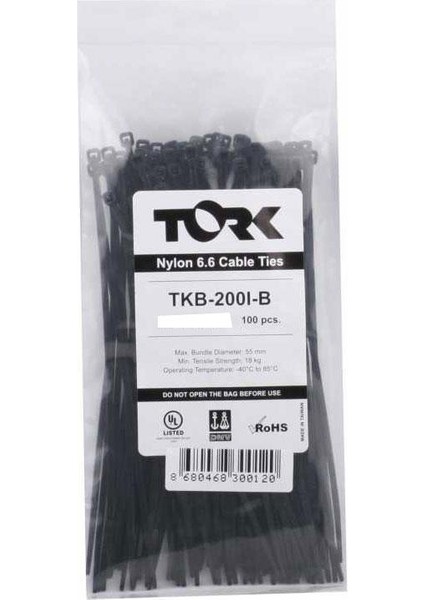 Tork Siyah Kablo Bağı 4,8X203