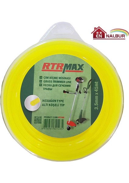 RTRMAX RTY435 3,5 mm - 41 mt Tırpan Misinası Sarı Altıköşe