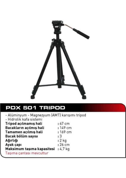 Pro Plus 501 Hidrolik Kafa Profesyonel Video Tripod