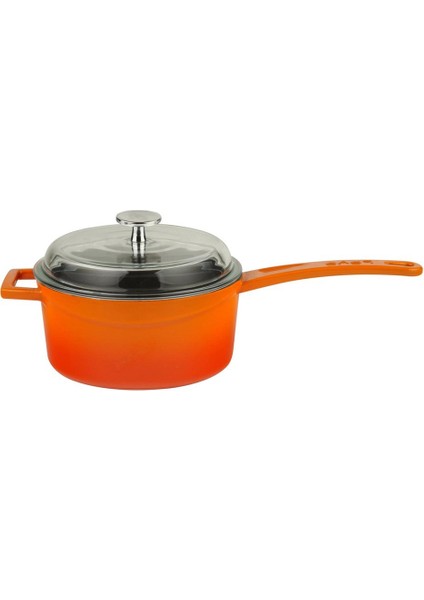 Yuvarlak Sos Tenceresi Cam kapaklı, Metal Saplı. Çap(Ø16 cm.