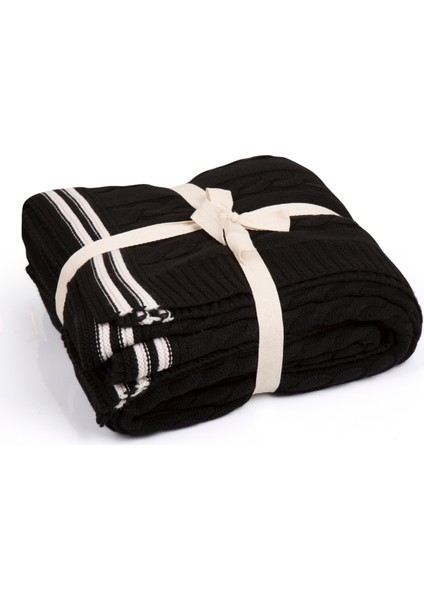 Betires Home Örgü Battaniye Ca17001 Siyah