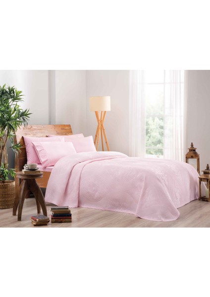 Çift Kişilik Jakarlı Pike Takımı Rosabella Pembe