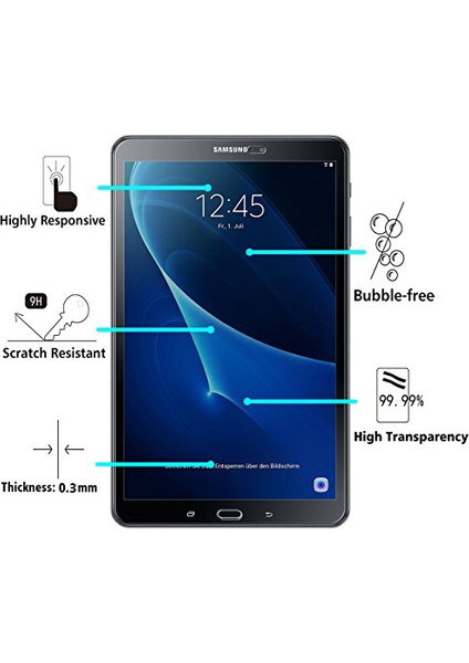 Samsung Galaxy Tab A 10.1'' T580 Temperli Cam Ekran koruyucu Kırılmaz film
