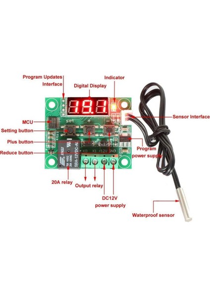 Dijital Termostat 12v Akvaryum,Kuluçka,Buzdolabı Termostat thr205