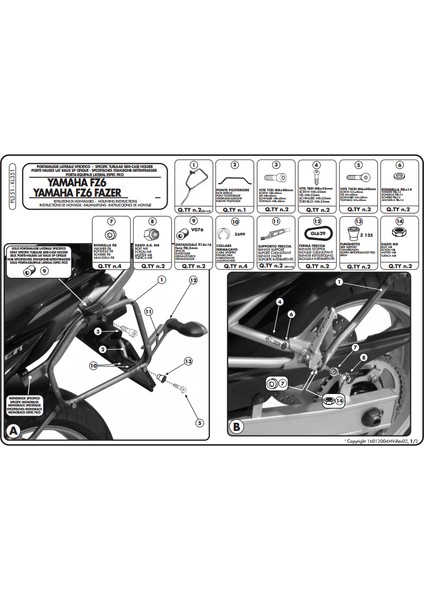 Gıvı Pl351 Yamaha Fz6 - Fz6 600 Fazer (04-06) Yan Çanta Taşıyıcı