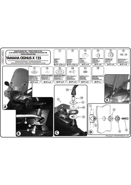 Gıvı A283a Yamaha Cıgnus X125 Rüzgar Siperlik Bağlantısı