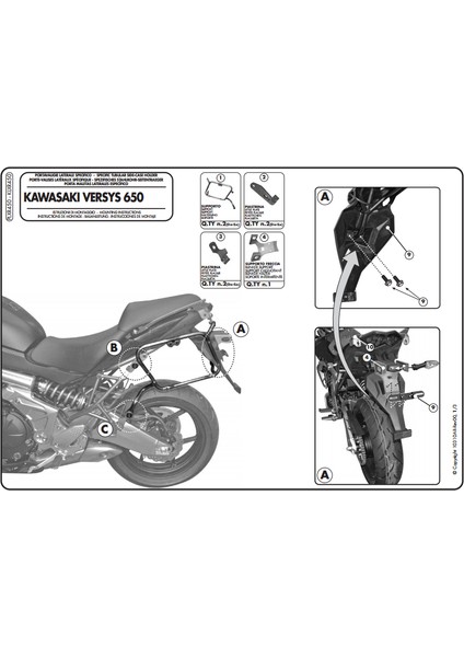 Gıvı Plxr450 Kawasakı Versys 650 (10-14) Yan Çanta Taşıyıcı