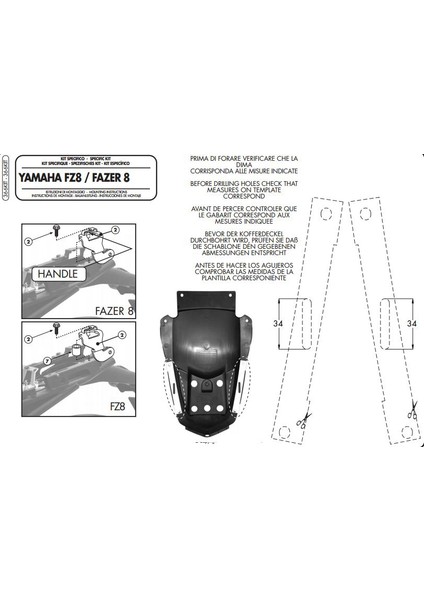 Gıvı 366kıt Yamaha Fz8-Fazer8 (10-15) Yan Çanta Taşıyıcı Bağlantı Kiti