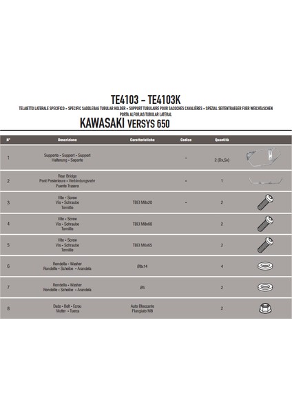 Gıvı Te4103 Kawasakı Versys 650 (10-14) Yan Kumaş Çanta Taşıyıcı