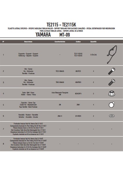 Gıvı Te2115 Yamaha Mt-09 (13-16) Yan Kumaş Çanta Taşıyıcı