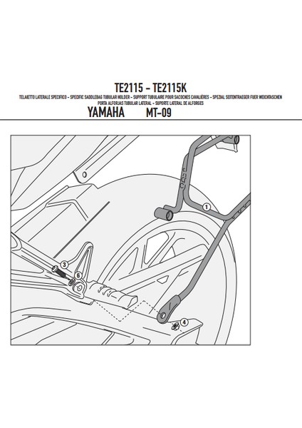 Gıvı Te2115 Yamaha Mt-09 (13-16) Yan Kumaş Çanta Taşıyıcı