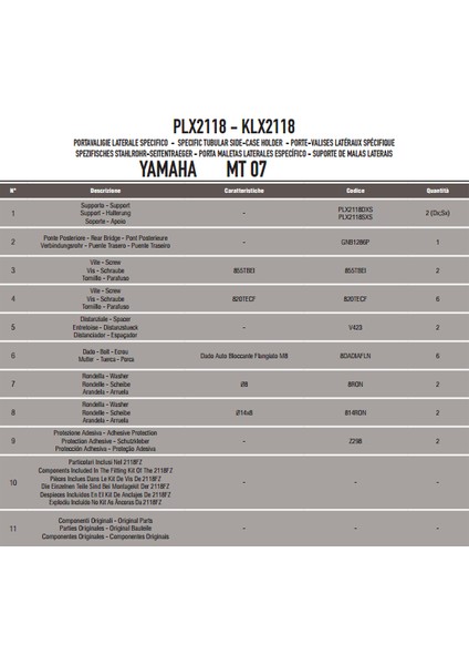Gıvı Plx2118 Yamaha Mt-07 (14-17) Yan Çanta Taşıyıcı