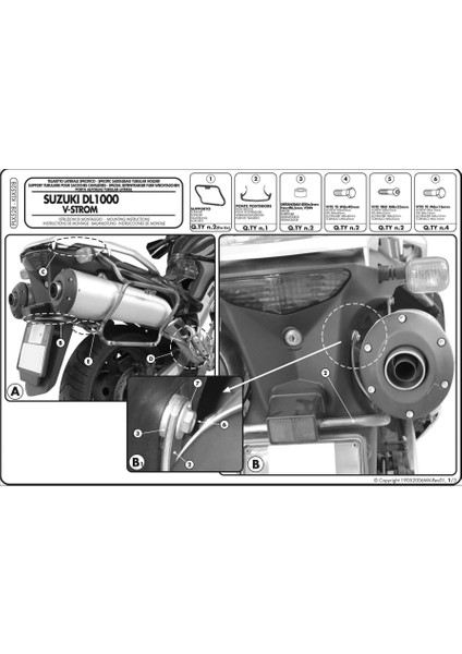 Klx528 Suzukı Dl 1000 V-Strom (02-11) Kawasakı Klv 1000 (04-10) Yan Çanta Taşıyıcı