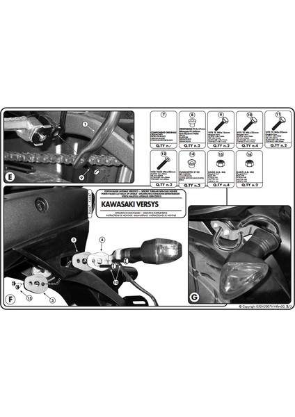 Kl447 Kawasakı Versys 650 (06-09) Yan Çanta Taşıyıcı