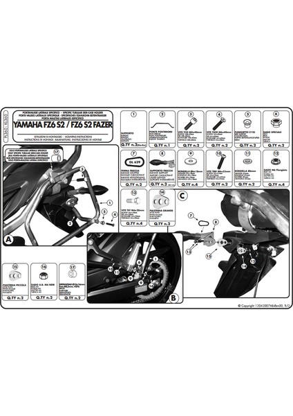 Kl360 Yamaha Fz6 S2 - Fz6 600 Fazer S2 (07-11) Yan Çanta Taşıyıcı