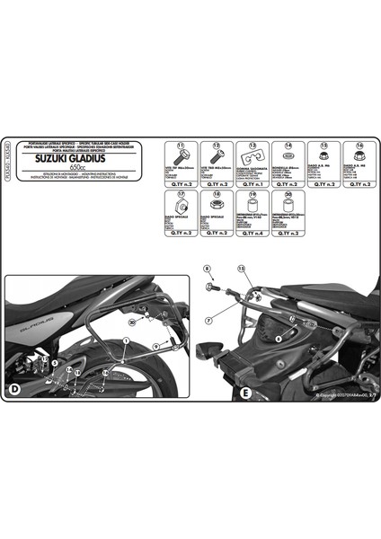 Klx540 Suzukı Gladıus 650 (09-16) Yan Çanta Taşıyıcı