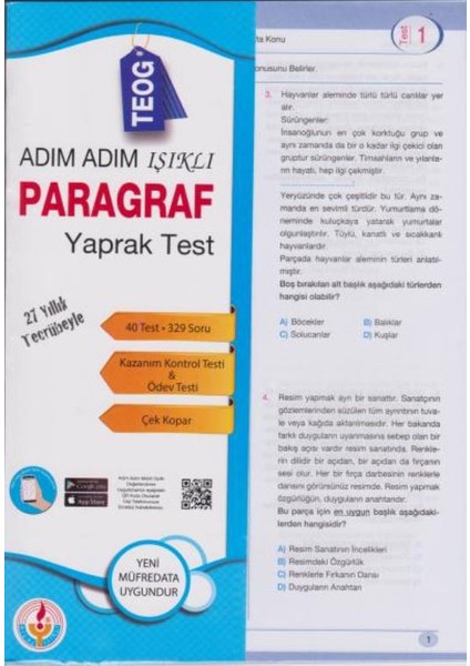 Adım Adım Işıklı Teog Paragraf Yaprak Test