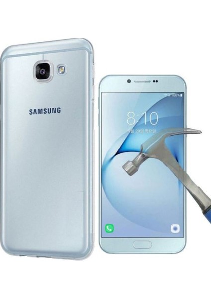 Samsung Galaxy A8 2016 Tam Korumalı Silikon Kılıf + Cam