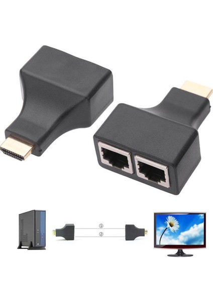 4845 Hdmi Rj45 Cat5 6 Extender Uzatıcı Uzatma Aparatı