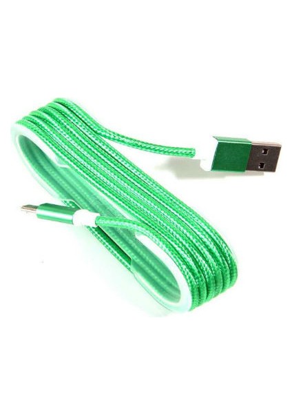 iPhone Uyumlu Örgü Şeklinde Renkli Çelik Şarj Data Kablosu - Yeşil fiyatları