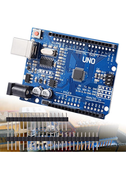 Arduino UNO R3 Yeni Versiyon + Breadboard + Jumper + USB Kablo