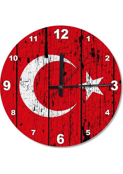 Eskimiş Ahşap Zemininde Bayrak Ahşap Duvar Saati