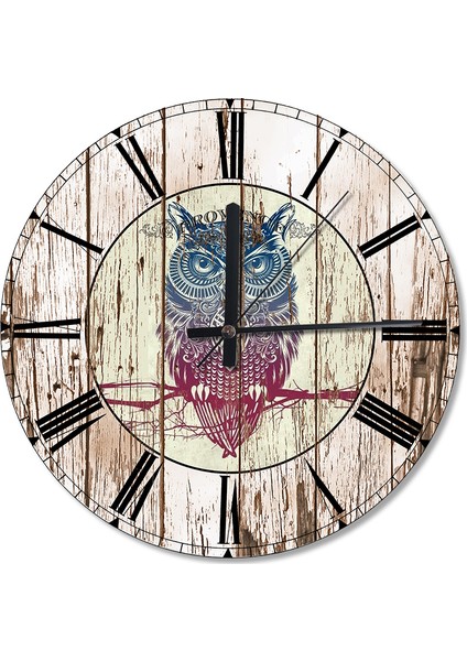 Mistik Baykuş Ahşap Duvar Saati