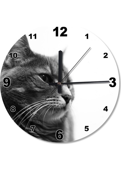 Düşünen Kedi Ahşap Duvar Saati