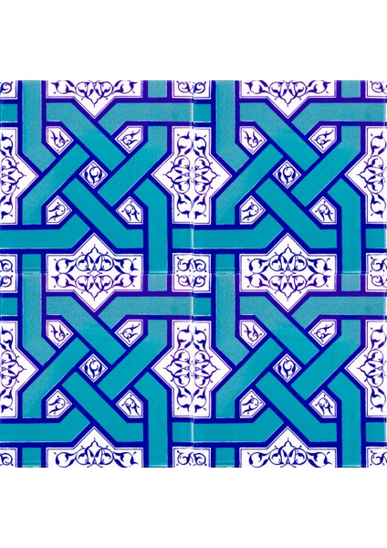 20x20 Cm Ac 6 Selçuklu Turkuaz Zincir Geçme Çini Karo