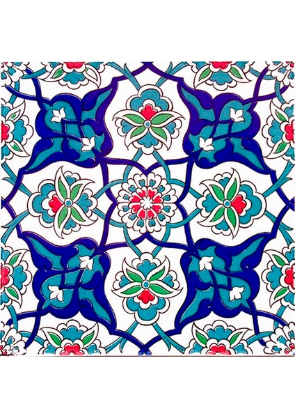 20x20 Cm Ac 27 Kütahya Çini Rumi Desenli İznik Çini Karo