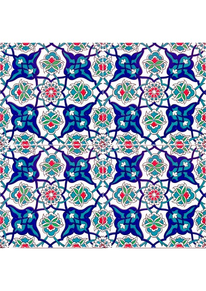 20x20 Cm Ac 27 Kütahya Çini Rumi Desenli İznik Çini Karo