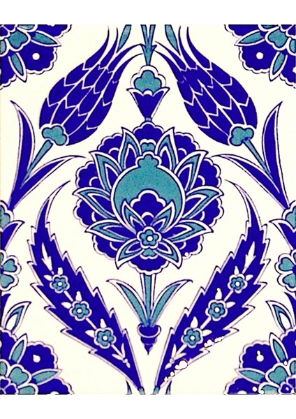 20x25 Cm Ac 308 Mavi Beyaz Lale desen Kütahya Çini Karo