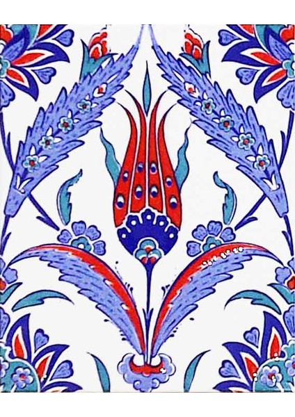 20x25 Cm AC 1002 Kütahya Çinisi Lale Desenli Çini Karo