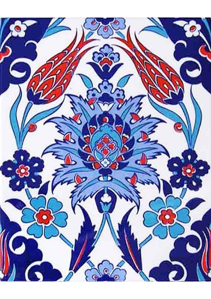 20x25 Cm Ac 1004 Kırmızı Laleli Kütahya Çini Seramik Karo