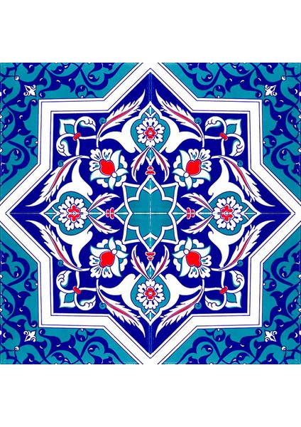 20x20 Cm Ac 49 Türkmen Yıldız Desenli Kütahya Çini Karo