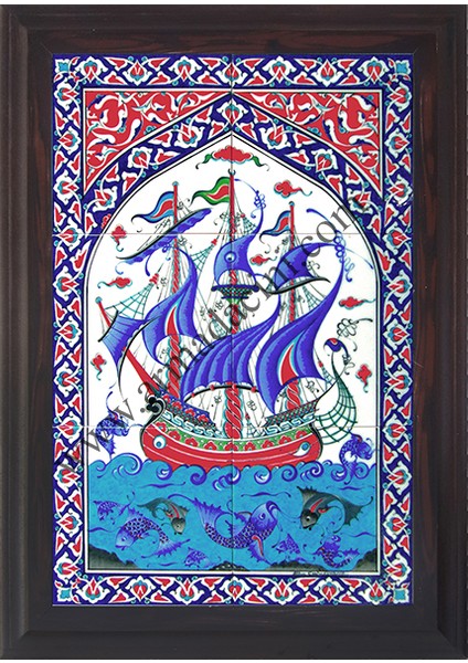 40X60 Cm Ed 500 Osmanlı Kalyon Eldekoru Çini Pano