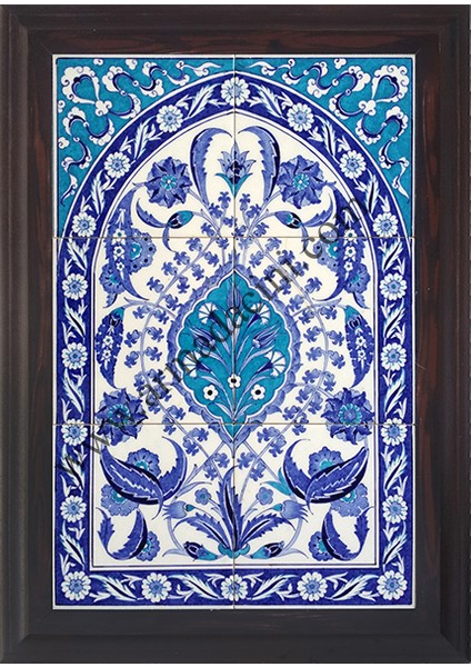 40x60 Cm ED 505 Mavi Beyaz El dekoru Çini Pano