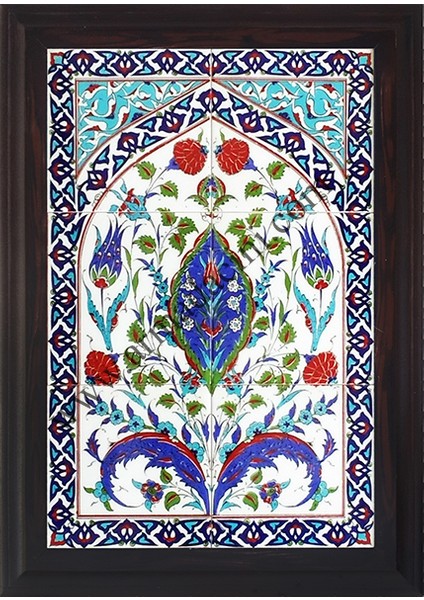 40x60 Cm ED 508 Mavi Göbekli El dekoru Çini Pano