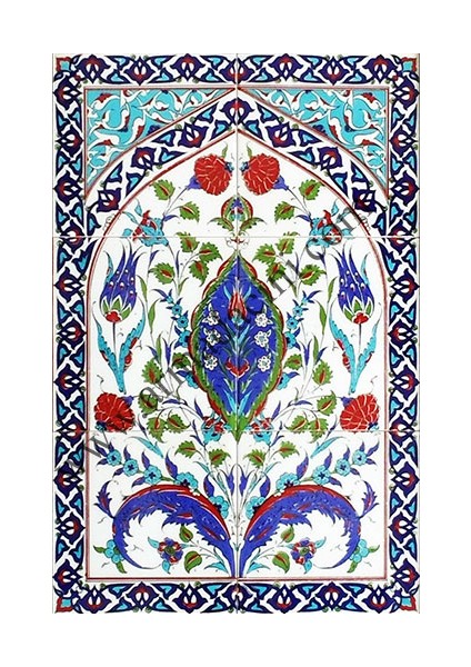 40x60 Cm ED 508 Mavi Göbekli El dekoru Çini Pano fiyatları