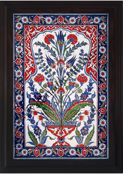 40x60 Cm ED 510 Yeşil Hançerli El dekoru Çini Pano