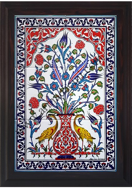 40x60 Cm ED 513 Sarı Sülünlü El dekoru Çini Pano