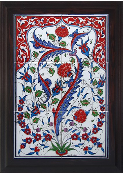 40x60 Cm ED 520 Hançer Yapraklı El dekoru Çini Pano