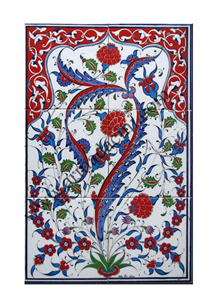 40x60 Cm ED 520 Hançer Yapraklı El dekoru Çini Pano
