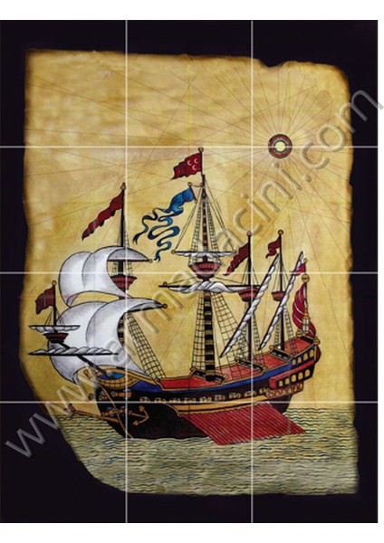 60x100 Cm ED 609 Piri Reis El dekoru Çini Pano