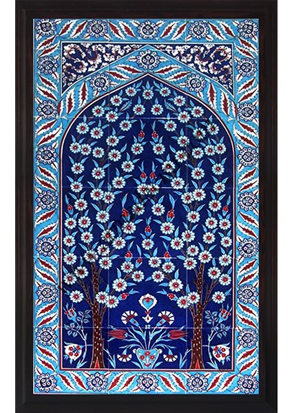 60x100 Cm ED 622 Kobalt Hayat ağacı Çini Pano