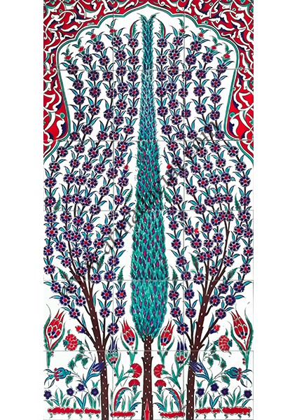 60x120 Cm ED 617 Selvi El dekoru Çini Pano