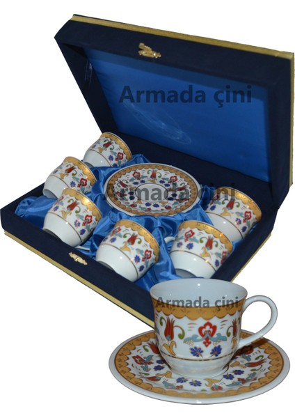 Armada cini Ar 651 Kucuk Lale Altın Yaldızlı Porselen Fincan Takımı 6 lı