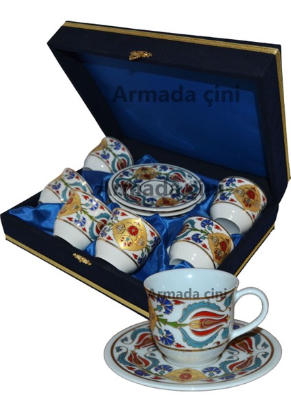 Armada cini Ar 652 Lale Göbek Altın Yaldızlı Porselen 6 lı Fincan Takımı